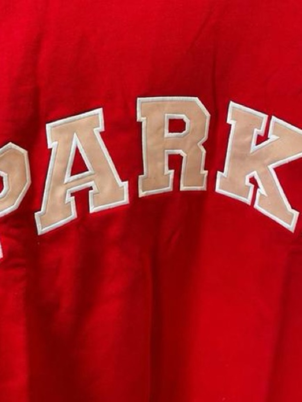 Parker Red Crewneck Sweatshirt with White Varsity Letters - Picture 2 of 4
